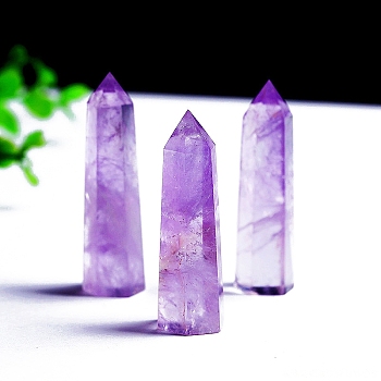 Point Tower Natural Amethyst Healing Stone Wands, for Reiki Chakra Meditation Therapy Decos, Hexagonal Prisms, 40~50mm