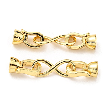 Rack Plating Eco-Friendly Brass Fold Over Clasps, Lead Free & Cadmium Free, Infinity, Real 18K Gold Plated, 35mm, Infinity: 17x7x1.5mm, Inner Diameter: 4mm