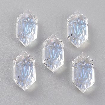 Embossed Glass Rhinestone Pendants, Bicone, Faceted, Moonlight, 13x6.5x4mm, Hole: 1.5mm