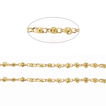 Brass Handmade Beaded Chain, Link Chains, with Enamel, Long-Lasting Plated, Real 18K Gold Plated Unwelded, with Spool, Yellow, 5x2x2mm, about 32.8 Feet(10m)/roll