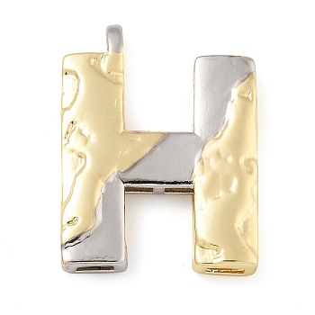 Brass Pendants, Real 18K Gold Plated And Platinum, Letter Charms, Letter H, 31x27.5x3.5mm, Hole: 3x1.5mm