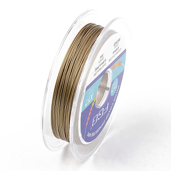 Tiger Tail Beading Wire, 7-Strand Bead Stringing Wire, Nylon Coated Stainless Steel Wire, Light Khaki, 26 Gauge, 0.4mm, about 32.8 Feet(10m)/roll