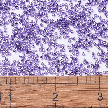 MIYUKI Delica Beads, Cylinder, Japanese Seed Beads, 11/0, (DB1347) Dyed Silver Lined Purple, 1.3x1.6mm, Hole: 0.8mm, about 20000pcs/bag, 100g/bag