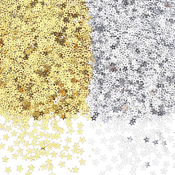 100g 2 Colors Ornament Accessories, PVC Plastic Paillette/Sequins Pendants, Star, Mixed Color, 5x5x0.2mm, about 50g/color