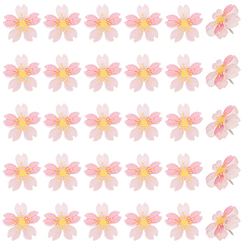 Sakura Shape Drawing Pin, Resin & Iron Push Pins, Pink, 26x14.2mm, 30pcs/box