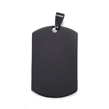 201 Stainless Steel Stamping Blank Tag Pendants, Rectangle, Gunmetal, 40x25x1.5mm, Hole: 4x9mm