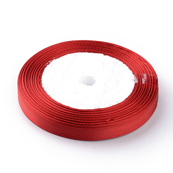 High Dense Single Face Satin Ribbon, Polyester Ribbon, Christmas Ribbon, Red, 1/4 inch(6~7mm), about 25yards/roll, 10rolls/group, about 250yards/group(228.6m/group)