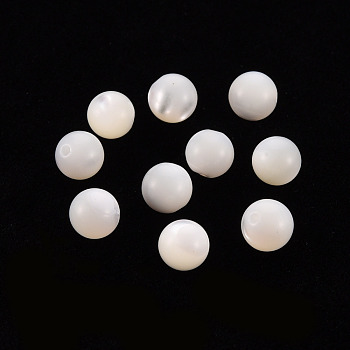 Natural Trochid Shell/Trochus Shell Beads, Half Drilled, Round, Seashell Color, 6mm, Hole: 1mm