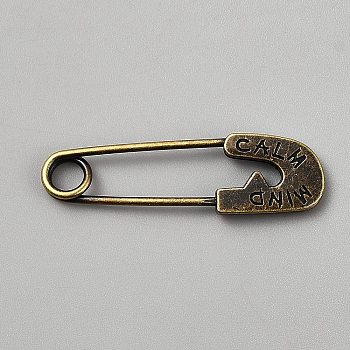 Zinc Alloy Safety Pins, Kilt Pins, Antique Bronze, 65x19x4mm