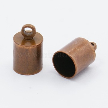 Brass Cord Ends, Red Copper, 10x6mm, Hole: 1.2mm, 5.5mm inner diameter(X-EC041-R)