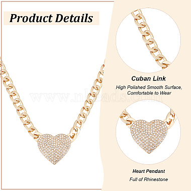 2Pcs 2 Colors Crystal Rhinestone Heart Pendant Necklaces Set with Alloy Curb Chains(NJEW-AN0001-88)-3