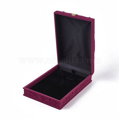 Rose Flower Pattern Velvet Jewelry Set Boxes(VBOX-O003-02)-3