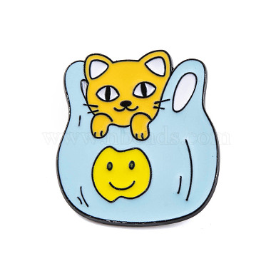 Sky Blue Cat Shape Alloy+Enamel Brooch