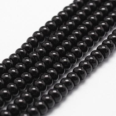 6mm Black Abacus Black Agate Beads