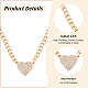 2Pcs 2 Colors Crystal Rhinestone Heart Pendant Necklaces Set with Alloy Curb Chains(NJEW-AN0001-88)-3