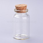 Glass Bottles, with Cork Stopper, Wishing Bottle, Bead Containers, Clear, 3x5cm(X-AJEW-H102-06B)