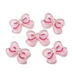 2-Hole Printed Transparent Resin Buttons, Bowknot, with Glitter Powder, Pink, 15x10x2.5mm, Hole: 1.4mm(RE-CBA3C89-07)
