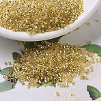 MIYUKI Delica Beads, Cylinder, Japanese Seed Beads, 11/0, (DB0042) Silver-Lined Gold, 1.3x1.6mm, Hole: 0.8mm, about 20000pcs/bag, 100g/bag(SEED-J020-DB0042)