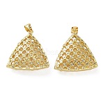 Brass Micro Pave Clear Cubic Zirconia Pendants, Triangle Charms, Real 18K Gold Plated, 24.5x24x8mm, Hole: 3.5x5mm(KK-D221-19G-03)
