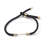 Braided Nylon Cord Bracelet Making, with Brass Findings, Black, 9-1/2 inch(24cm), Link: 26x4mm(MAK-A017-D02-03G)