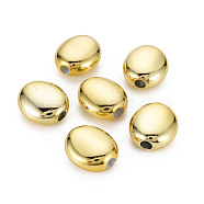 UV Plating Acrylic European Beads, Oval, Gold, 18x16x8mm, Hole: 4mm(PACR-T005-13)