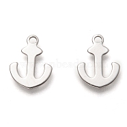 201 Stainless Steel Charms, Laser Cut, Anchor, Stainless Steel Color, 12x9x0.5mm, Hole: 1.4mm(STAS-C017-27P)