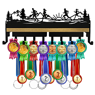 Iron Medal Holder, with Wood Board, Medal Holder Frame, Running, Sports, Medal Holder: 367x132x1.5mm,Wood Board: 348x80mm(AJEW-WH0508-004)