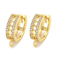 Rack Plating Brass Micro Pave Cubic Zirconia Hoop Earring Findings, Cadmium Free & Lead Free, Long-Lasting Plated, Real 18K Gold Plated, 16x14.5x4.5mm, Hole: 1.2mm(EJEW-C102-21A-G)