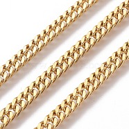 3.28 Feet 304 Stainless Steel Cuban Link Chains, Chunky Curb Chains, Unwelded, Golden, 4.5x1.8mm, Link: 7x4.5x0.8mm(X-CHS-E018-13G)