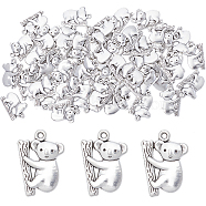 Tibetan Style Zinc Alloy Pendants, Koala, Antique Silver, 19.3x14.5x2mm, Hole: 1.5mm, 50pcs/box(FIND-SC0003-04)
