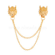 Alloy Hanging Chain Brooch for Men, Dragon, Golden, 87mm(PW-WG44810-02)
