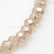 Electroplate Glass Beads Strands, AB Color Plated, Faceted, Rondelle, Tan, 2.5x2mm, Hole: 0.8mm, about 168~170pcs/strand, 16.9 inch(EGLA-F003-C05)
