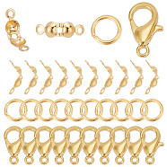 30Pcs Brass Lobster Claw Clasps with 30Pcs Open Jump Rings & 30Pcs Bead Tips, Real 18K Gold Plated, Lobster Claw Clasps: 10x6x2.5mm, Hole: 1mm(KK-GO0001-13)