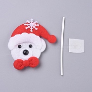 Bear Shape Christmas Cupcake Cake Topper Decoration, for Party Christmas Decoration Supplies, White, 83x79x10mm(DIY-I032-08)