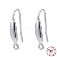 925 Sterling Silver Earring Hooks, Silver, 15.5~16.5x9x3.3mm, Hole: 1.2mm, 20 Gauge, Pin: 0.8mm(STER-E062-03S)