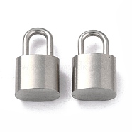 304 Stainless Steel Charms, Padlock, Stainless Steel Color, 1/2x1/4x1/4 inch(12.5~14x8x5mm), Hole: 4.5~5.5x3mm(X-STAS-P231-18P-01)