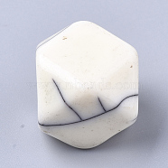 Resin Beads, Imitation Turquoise, Polygon, Creamy White, 19x19x18mm, Hole: 2mm(RESI-T034-02F)