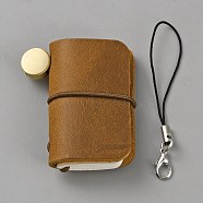 Leather Notebook, Travel Journal, with Lanyard, Rectangle, Camel, 49x43x15mm(AJEW-WH20009-23C)