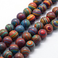 Synthetic Malachite Beads Strands, Dyed, Round, Colorful, 6mm, Hole: 0.5mm, about 63pcs/strand,  14.96 inch(38cm)(G-I199-32-6mm-D)