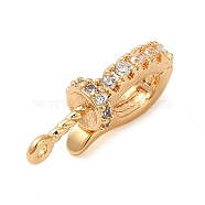 Brass Micro Pave Clear Cubic Zirconia Fold Over Clasps, Oval, Real 18K Gold Plated, 14.5x6x4.5mm, Hole: 0.9mm(KK-M270-10G)