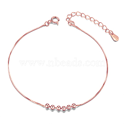 SHEGRACE Simple Elegant 925 Sterling Silver Anklet, with Six Small Beads, Rose Gold, 21cm(JA54B)