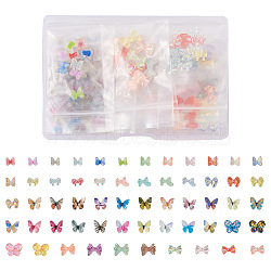 1 Box 195Pcs 21 Colors 3D Butterfly Resin Cabochons, Nail Art Studs, Nail Art Decoration Accessories, Mixed Color(MRMJ-PJ0001-04)