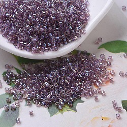 MIYUKI Delica Beads Small, Cylinder, Japanese Seed Beads, 15/0, (DBS0173) Transparent Smoky Amethyst AB, 1.1x1.3mm, Hole: 0.7mm, about 3500pcs/10g(X-SEED-J020-DBS0173)