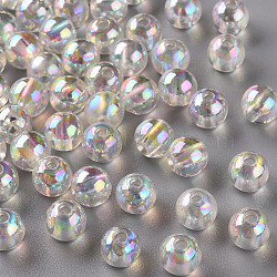 Transparent Acrylic Beads, AB Color Plated, Round, Clear, 8x7mm, Hole: 2mm(X-MACR-S370-B8mm-205)