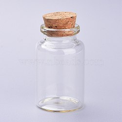 Glass Bottles, with Cork Stopper, Wishing Bottle, Bead Containers, Clear, 3x5cm(X-AJEW-H102-06B)