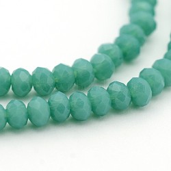 Opaque Solid Color Crystal Glass Rondelle Beads Strands, Faceted, Deep Sky Blue, 3x2mm, Hole: 1mm, about 138pcs/strand, 12.9 inch(X-EGLA-F049A-03)