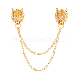 Alloy Hanging Chain Brooch for Men, Dragon, Golden, 87mm(PW-WG44810-02)