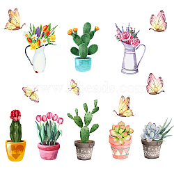 PVC Wall Stickers, Wall Decoration, Bonsai, Cactus Pattern, 900x290mm, 2 sheets/set(DIY-WH0228-479)
