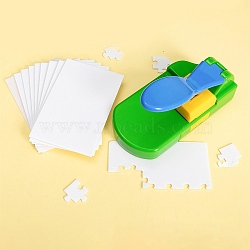 Plastic Puzzle Craft Punch for Scrapbooking & Paper Crafts, with Alloy Findings, Paper Shapers, Lawn Green, 206x106x124mm(PW-WG32023-01)