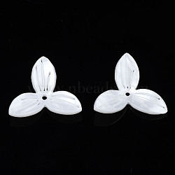 Opaque Acrylic Beads, 3-Petal Flower, White, 20x22x4mm, Hole: 1.4mm(SACR-S273-32A)